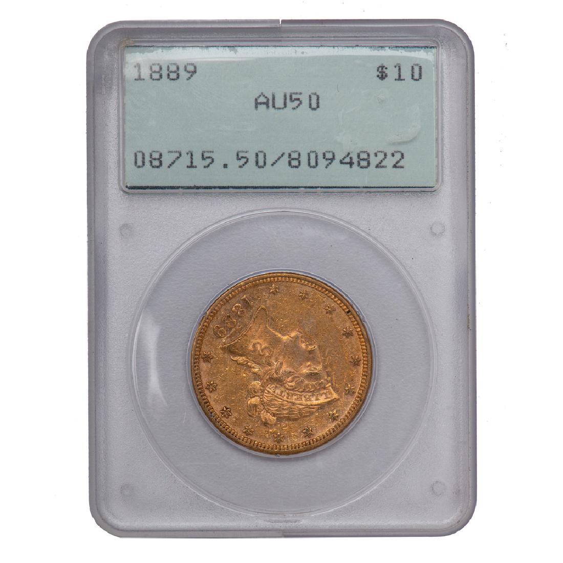 United States $10 Gold Liberty Head 1889, PCGS AU50 (1 of 2)