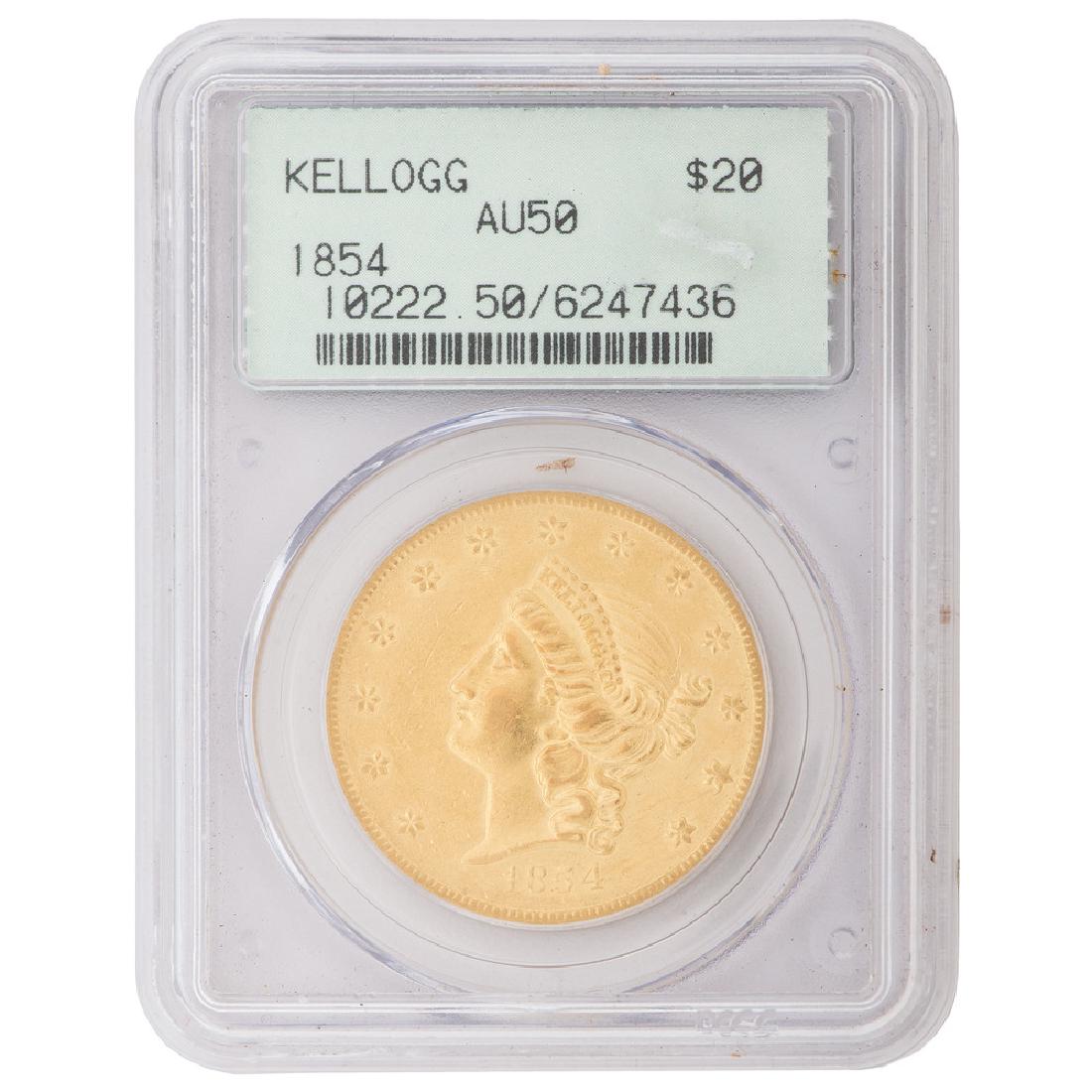 United States $20 Gold Liberty Head 1854, PCGS Kellogg (1 of 2)