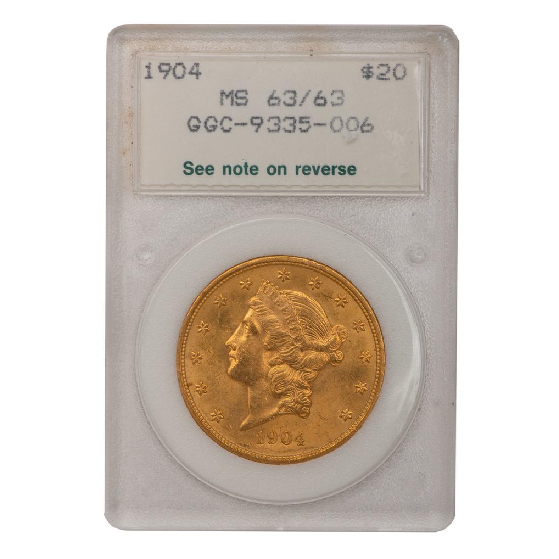United States $20 Gold Liberty Head 1904, NCI MS63/63 (1 of 2)