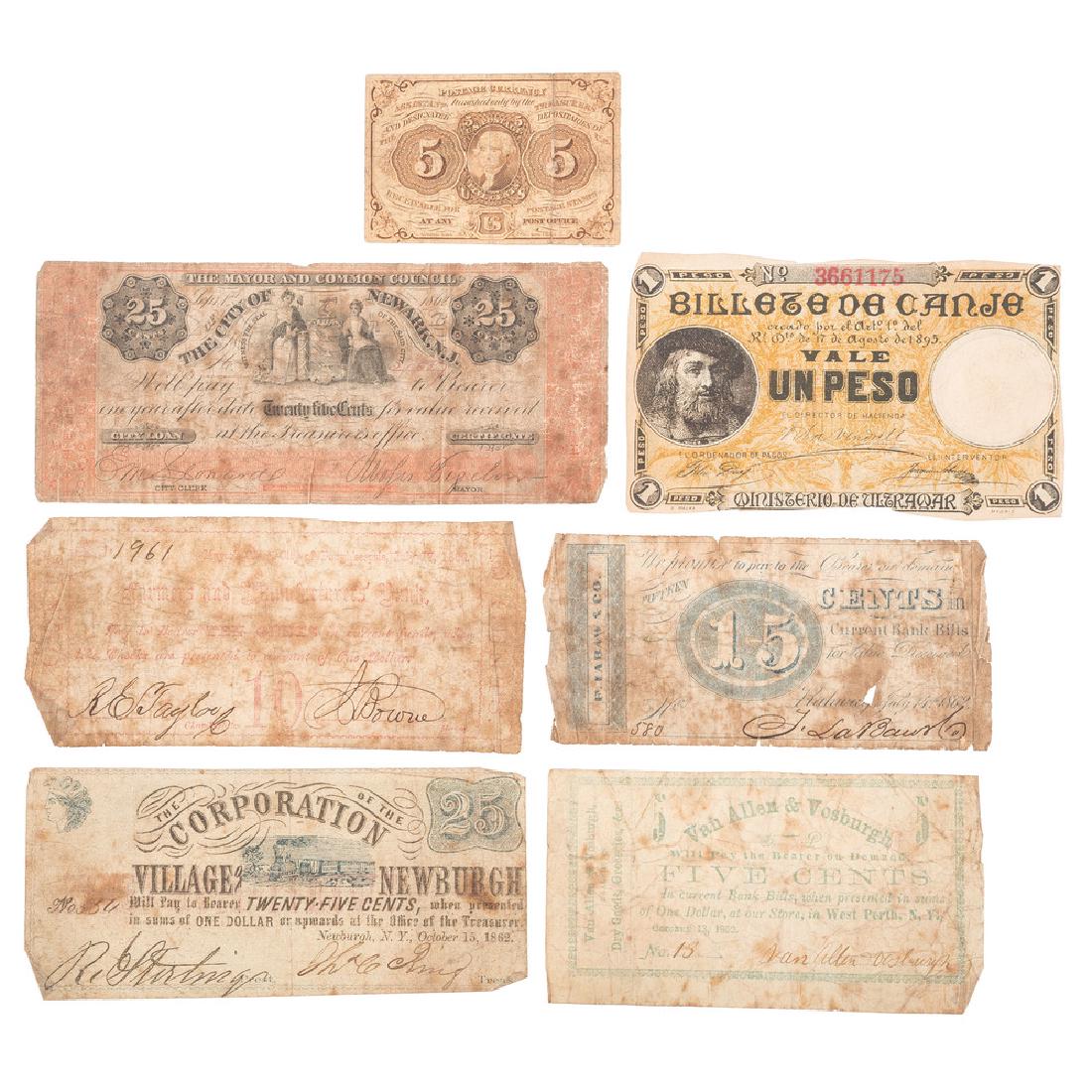 Assorted Obsolete and Fractional Currency, Lot of Seven (1 of 2)