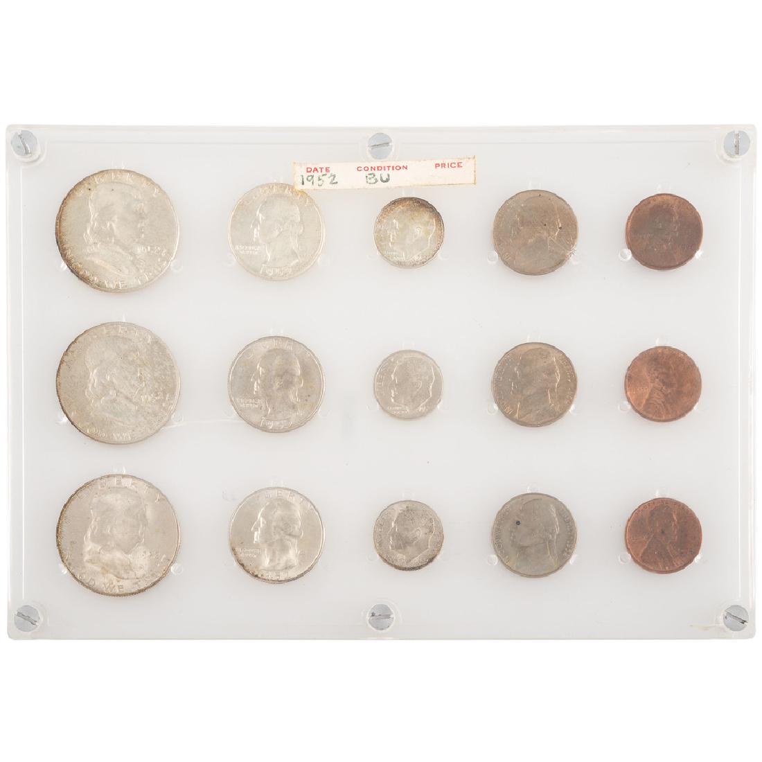 United States Mint Set 1952: Fifteen coins total. 1952-P-D-S.