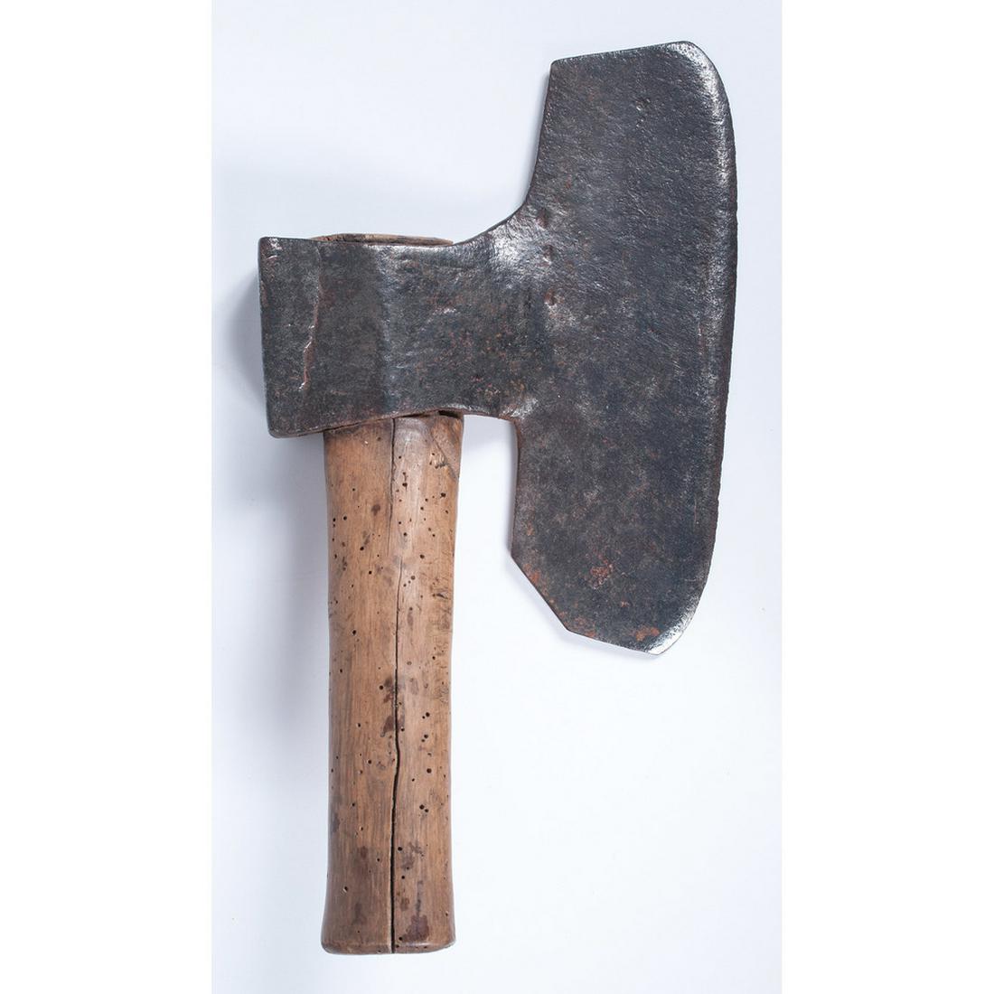 French Sabotier: French, 18th century. A wood and forged iron sabotier, marked with illegible mark; ht. 13 in. A note accompanying the piece describes it as originating in the Burgundy region of France and notes that