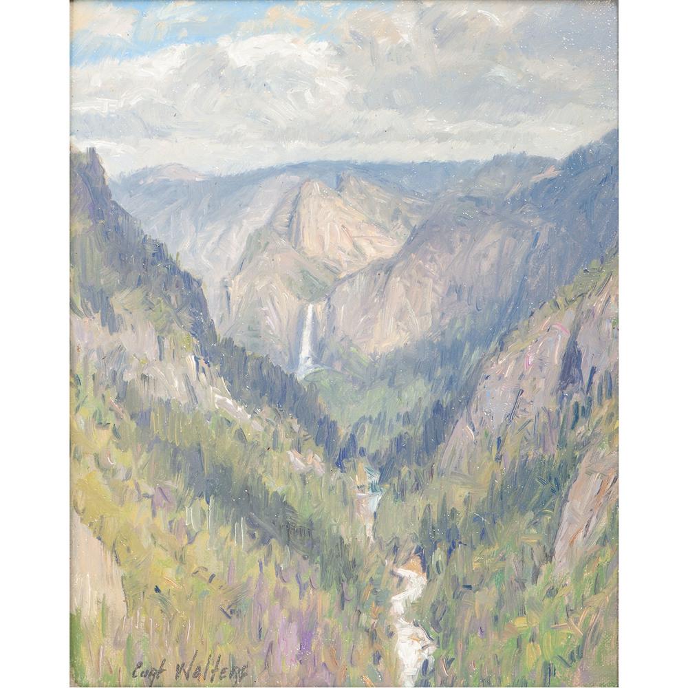 Curt Walters (American, b. 1950): Yosemite Valley oil on canvas board signed l.r. framed 10 x 8 in. (panel) 18.5 x 16 in. (frame)