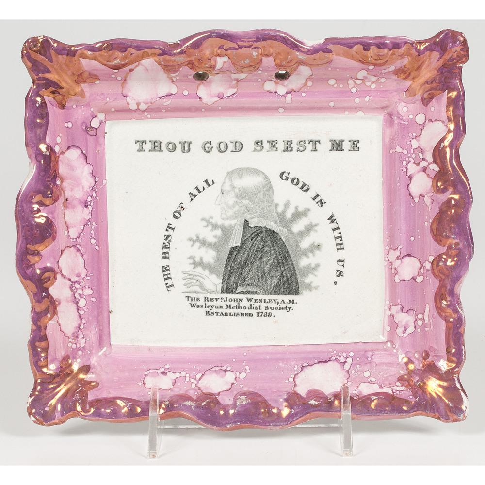 John Wesley Sunderland Plaque: English, 19th century. Stamped Dixon Co. on the bottom; lg. 9, wd. 7.75 in. Provenance: From the Collection of Barbara Kiffmeyer, Madison, IN