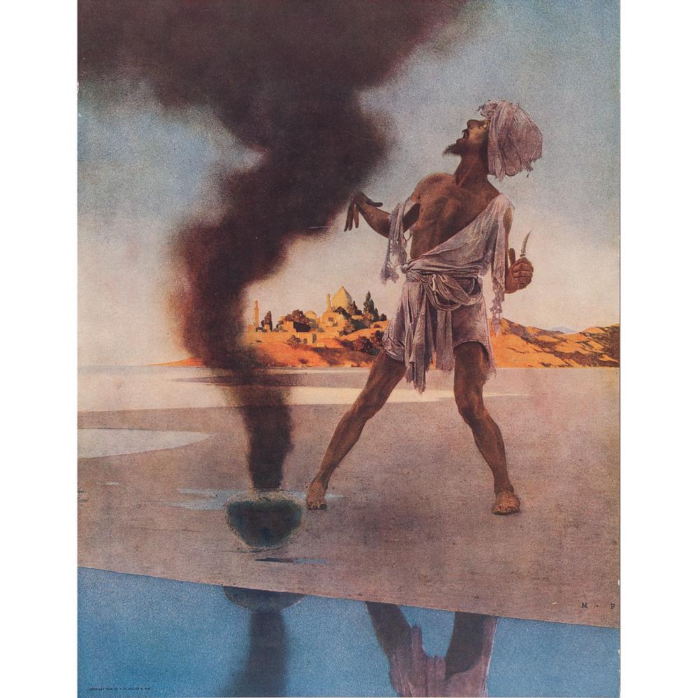 Maxfield Parrish (American, 1866-1970), Arabian Nights: American, 20th century. Complete set of twelve prints, housed in a portfolio case, each unframed and unnumbered; 11.5 x 9 in. (images), 19.75 x 15.75 in. (mounts), 20.5 x 16.5 in. (case).