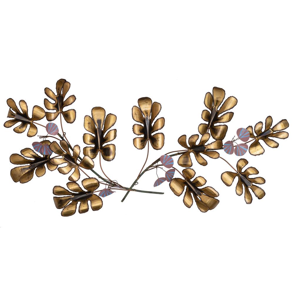 Curtis Jere (American, 1910-2008): Oak Leaves mixed metal wall hanging signed and dated '69 ht. 29, lg. 59 in.
