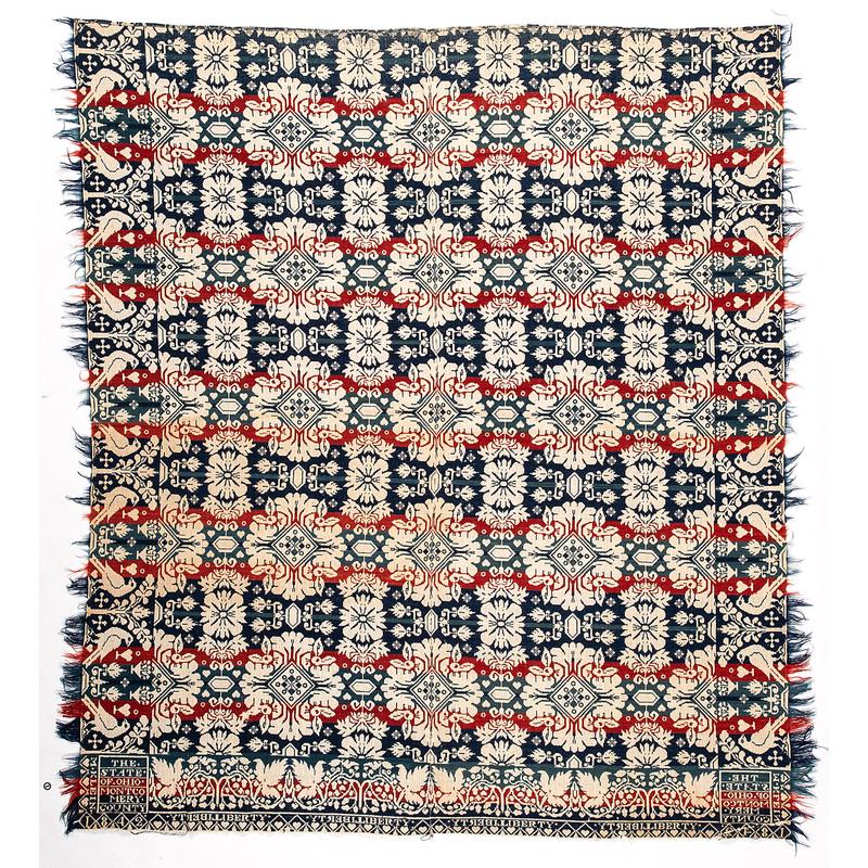 Ohio Tri-Color Coverlet, Signed M. Klein (1 of 2)