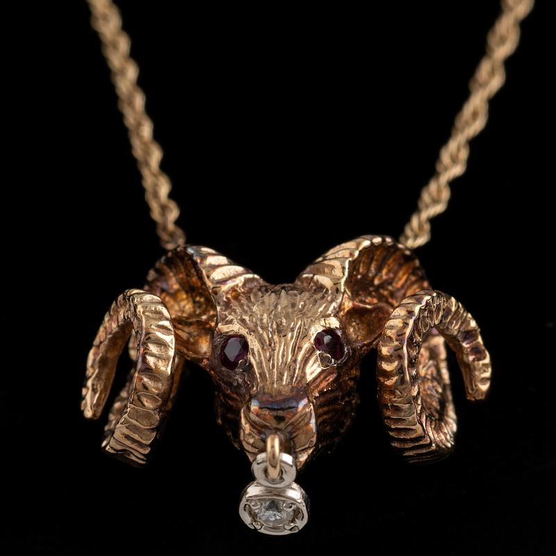 14k Gold Ram's Head Necklace (1 of 3)
