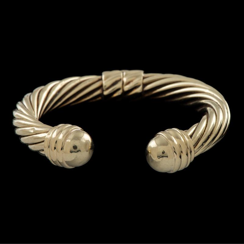 David Yurman 14k Gold Hinged Cable Cuff Bracelet (1 of 3)