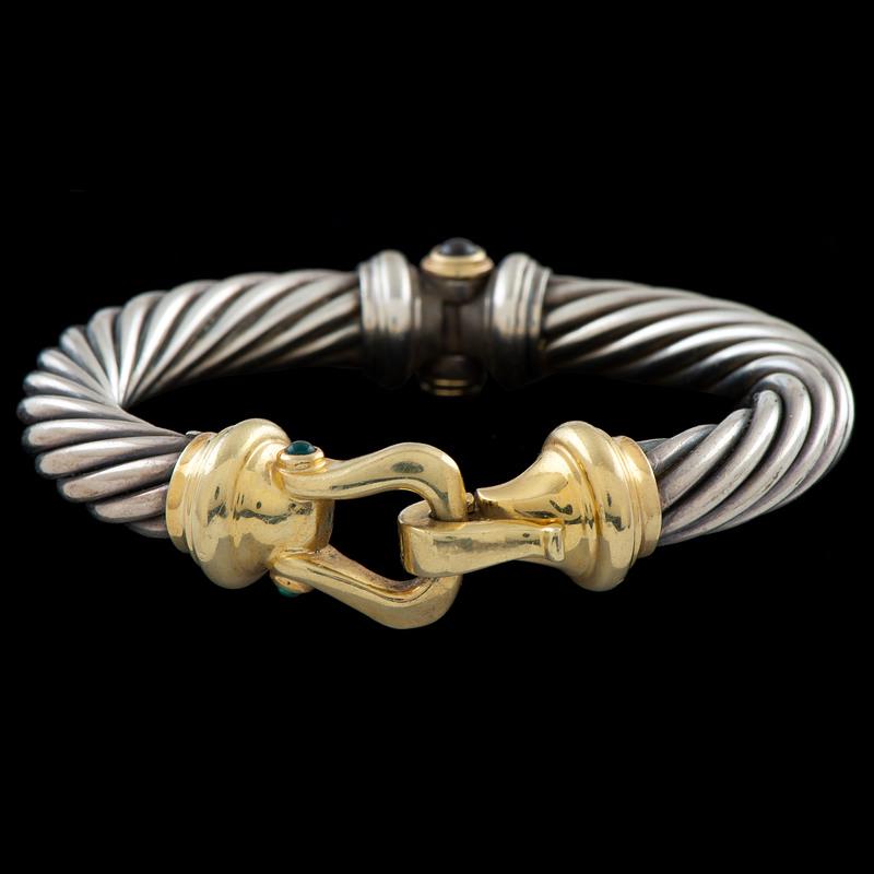 David Yurman 14k and Silver Gemstone Cable Bracelet (1 of 3)