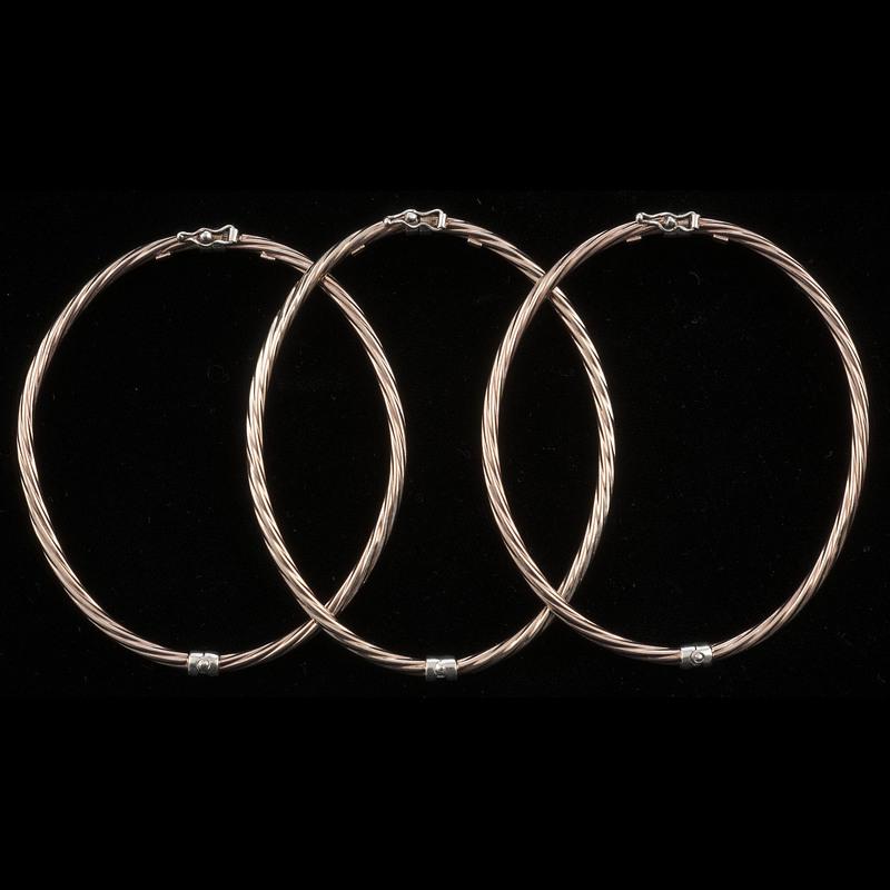 Rose Gold Plated Sterling Silver Bangles, Lot of Three (1 of 3)