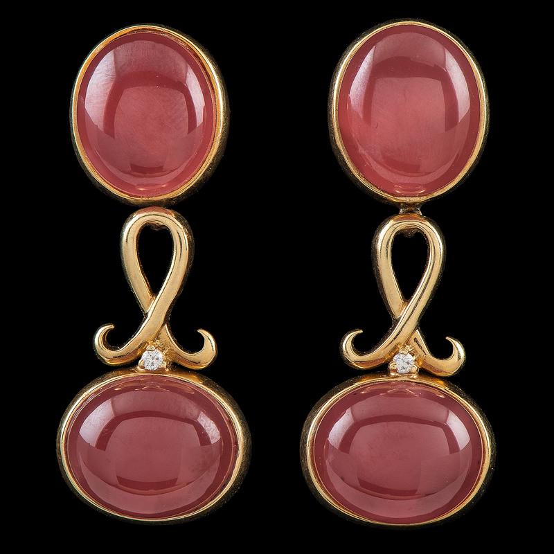 H. Stern 18k Gold Rhodochrosite Earrings (1 of 2)