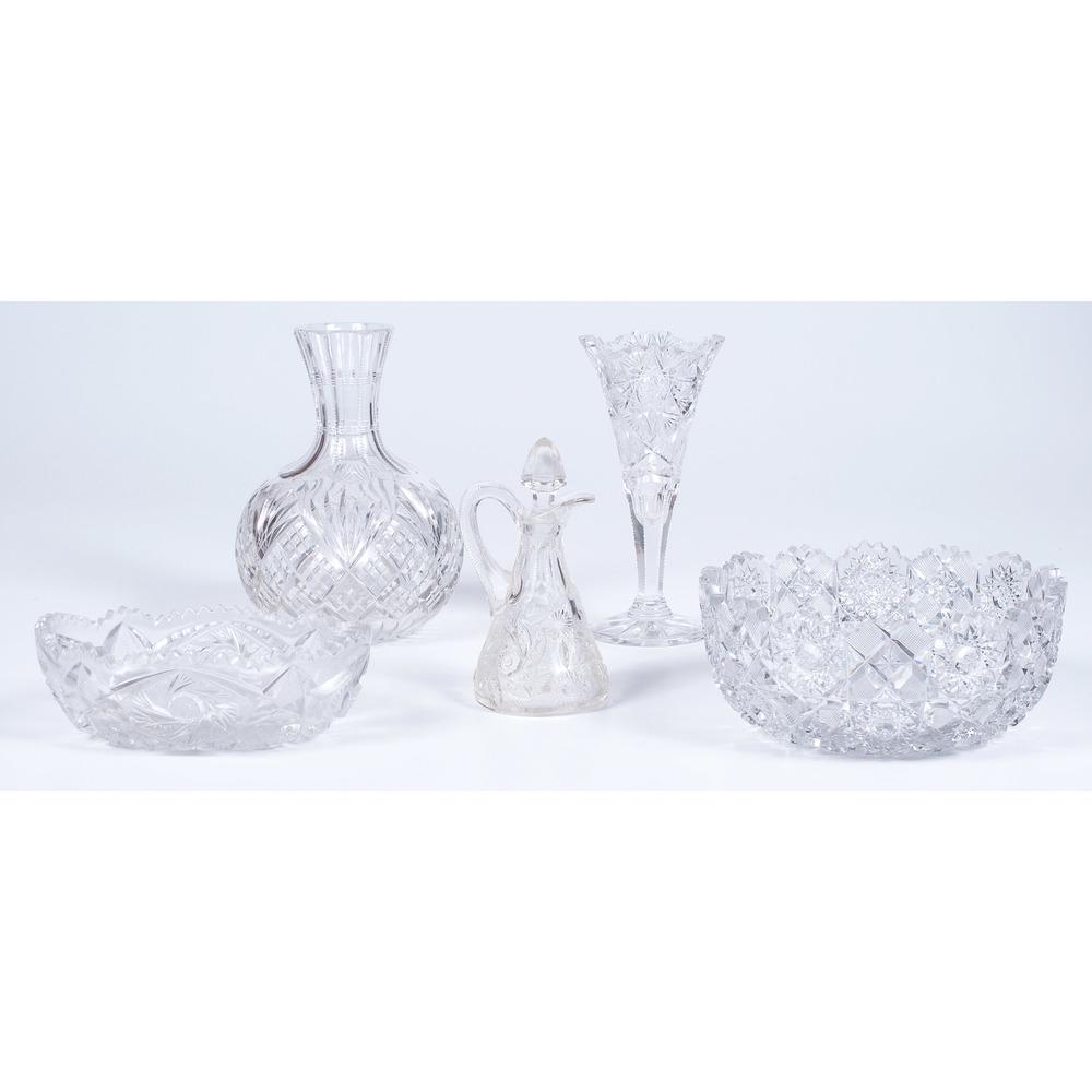 Cut Glass Vases And Bowls, Plus