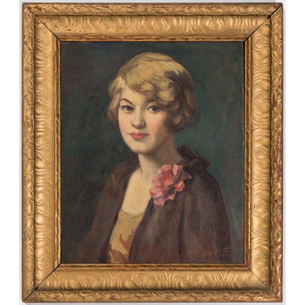 Leon Lippert (American, 1863-1950): Leon Lippert (American, 1863-1950) Portrait of a Woman oil on canvas board signed and dated 1923 l.r. framed 16.5 x 13.75 in. (sight) 22.5 x 19.5 in. (frame)