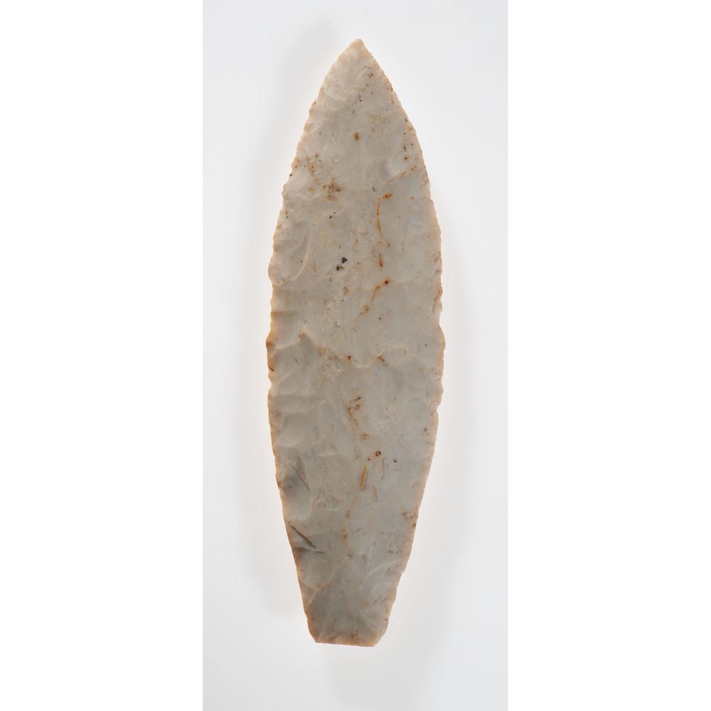 A Paleo Lance, Length 5 in.: Paleo Indian Period, 13,000-7000 B.C. Johnson County, Iowa length 5 in. Collection History Minnesota Historical Society Museum, St. Paul, Minnesota; acquired on 9/22/1970 Karl G. Parchert, Dearborn,