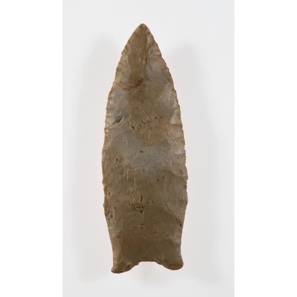 A Greenbrier Dalton Point, Length 3-1/2 in.: Late Paleo - Early Archaic Period, 8000-6000 B.C. Obion County, Tennessee length 3-1/2 in. Collection History Karl G. Parchert, Dearborn, Michigan