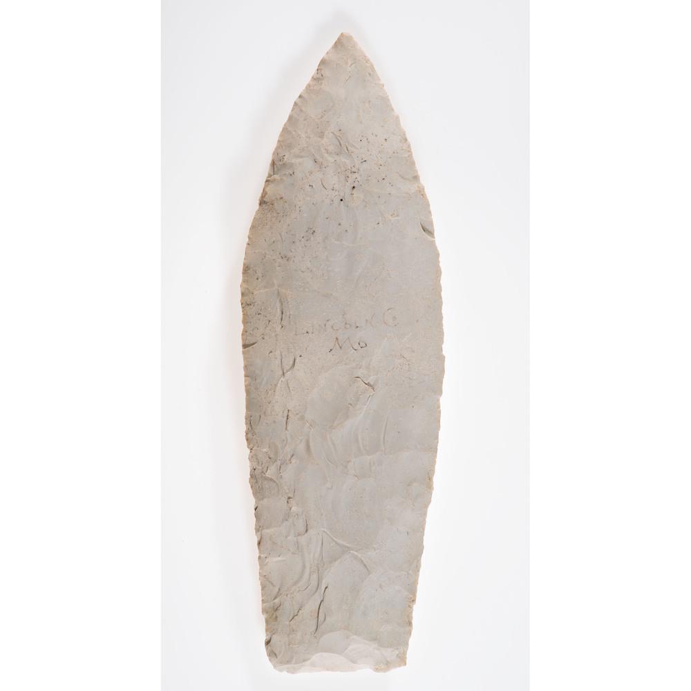 A Wadlow Blade, Length 8 in.: Archaic Period, 8000-500 B.C. Lincoln County, Missouri length 8 in. Collection History Minnesota Historical Society Museum, St. Paul, Minnesota; acquired on 9/22/1970 Karl G. Parchert, Dearborn Mich