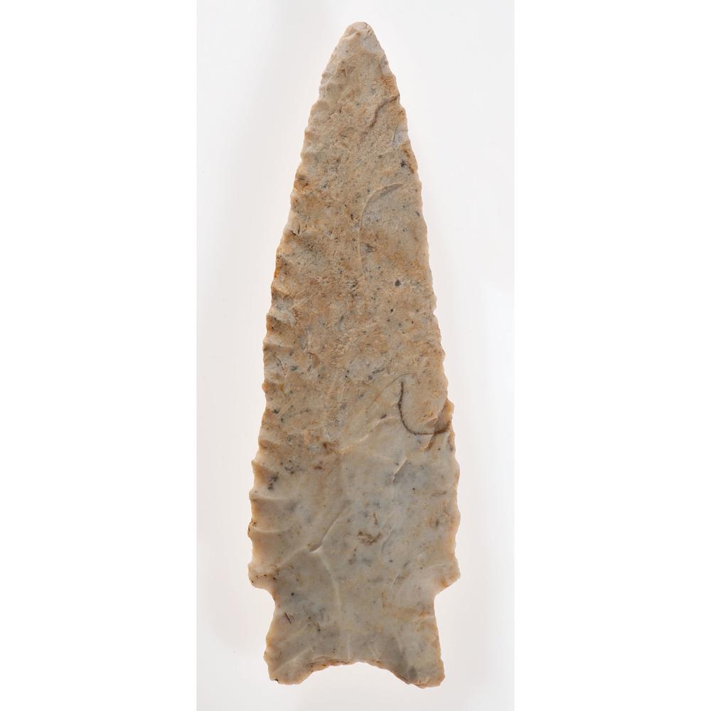 An Archaic Heavy Duty Point, Length 4 in.: Archaic Period, 8000-500 B.C. Dade County, Missouri length 4 in. Collection History Minnesota Historical Society Museum, St. Paul, Minnesota; acquired on 9/22/1970 Karl G. Parchert, Dearborn, Michig