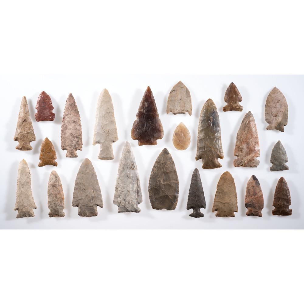 A Frame of Archaic Points, Longest 4 in.: Archaic Period, 8000-500 B.C. Wisconsin lot of 21, longest 4 in. Collection History Karl G. Parchert, Dearborn, Michigan