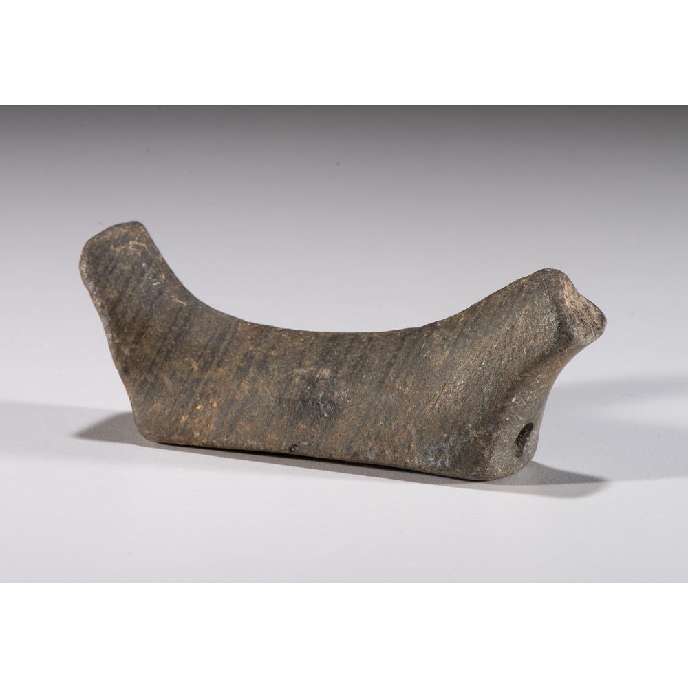 A Salvaged Banded Slate Birdstone, Length 3-7/8 in.: Glacier Kame Culture, Late Archaic - Early Woodland Period, 3000-500 B.C. Mecosta County, Michigan length 3-7/8 in. Collection History Karl G. Parchert, Dearborn, Michigan