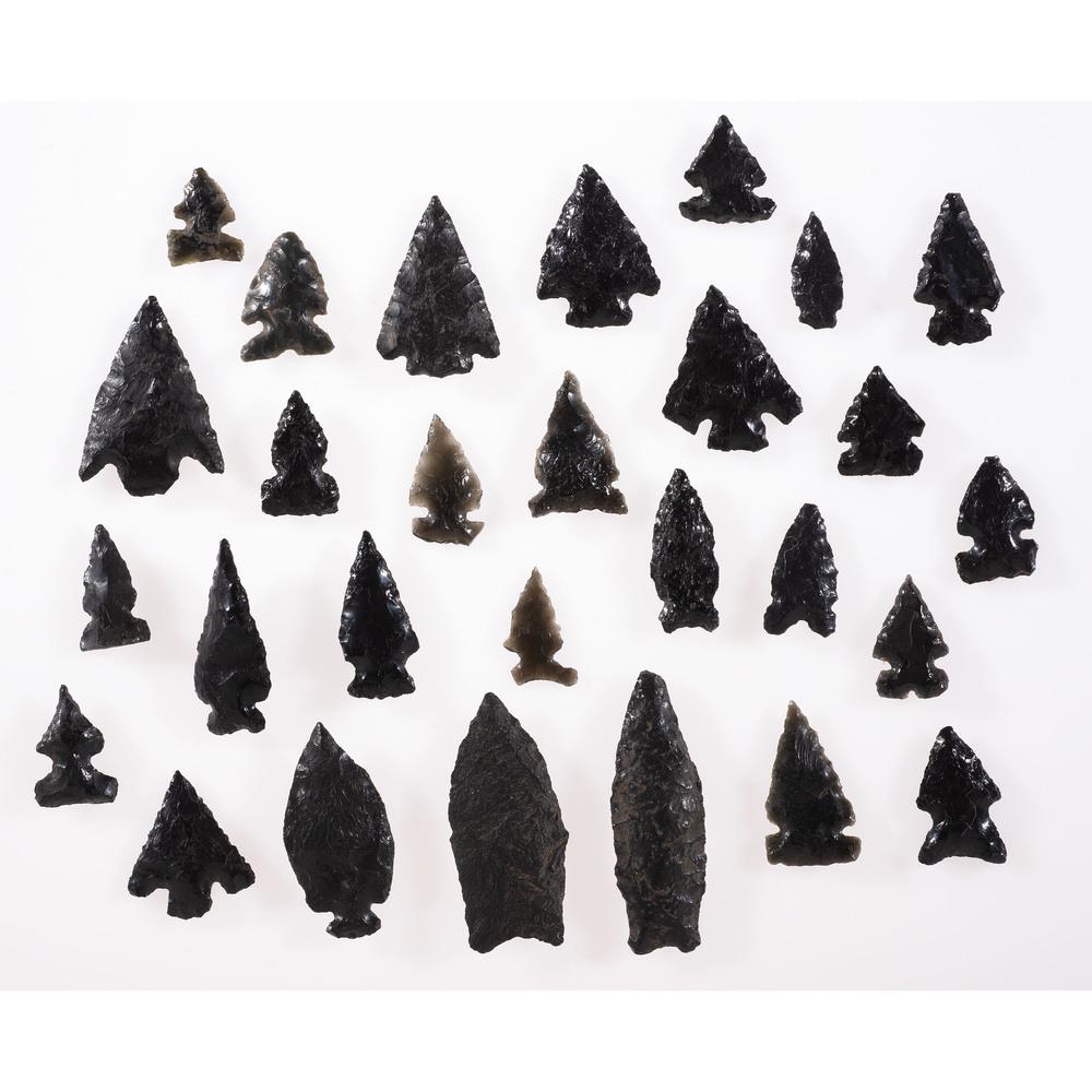 A Frame of Obsidian Bird Points, Longest 1-3/4 in.: Protohistoric, A.D. 1500-1650 lot of 28, longest 1-3/4 in. Collection History Karl G. Parchert, Dearborn, Michigan
