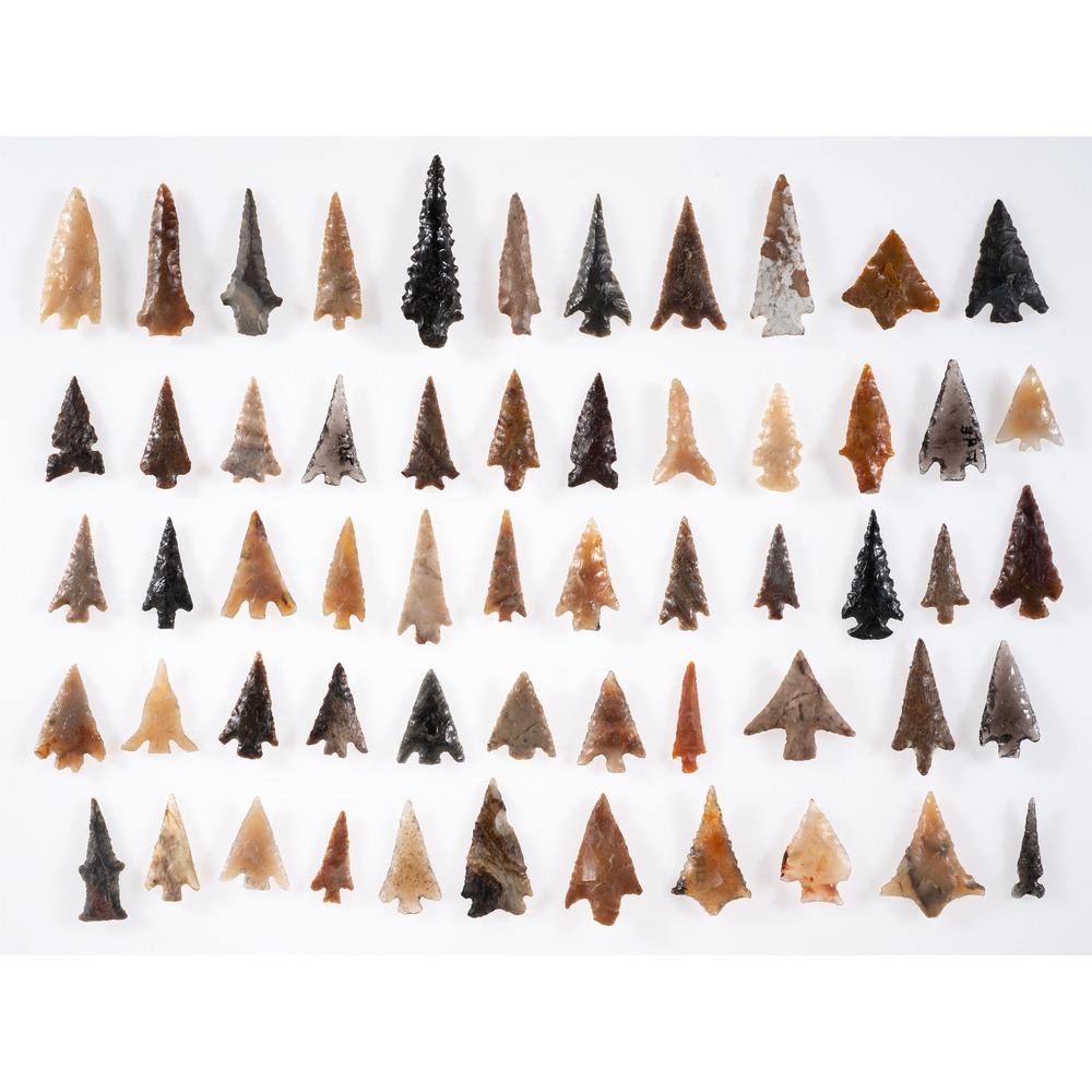 A Frame of Gem Points, Longest 1-7/8 in.: Protohistoric Period, A.D. 1500-1650 lot of 57, longest 1-7/8 in. Collection History Karl G. Parchert, Dearborn, Michigan