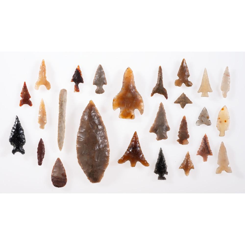 A Frame of Gem Points, Longest 2-3/4 in.: Protohistoric, A.D. 1500-1650 lot of 25, longest 2-3/4 in. Collection History Karl G. Parchert, Dearborn, Michigan