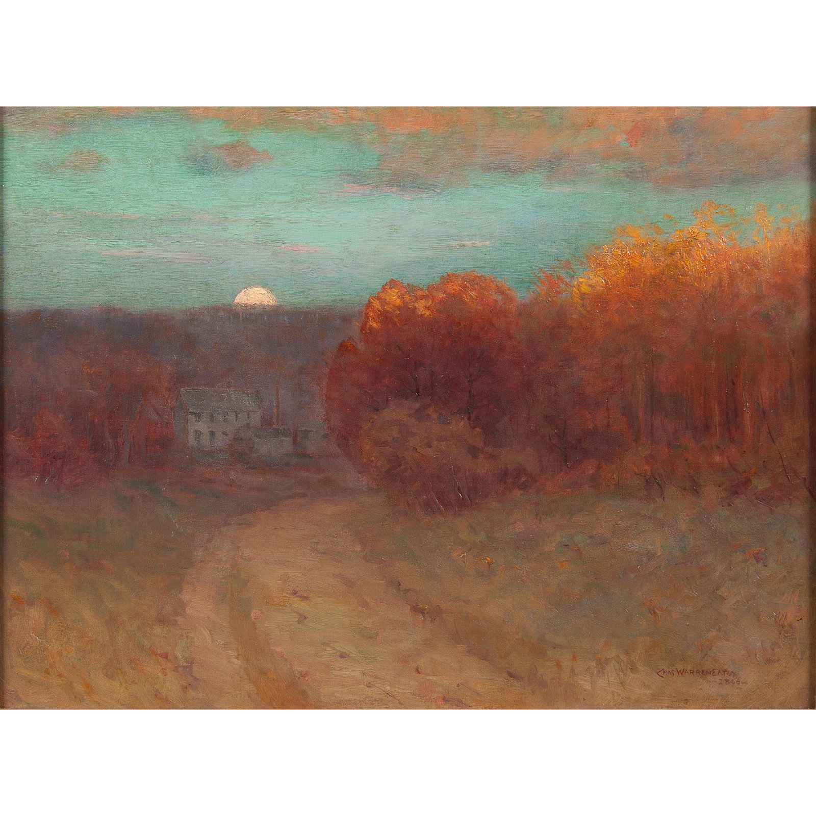 Charles Warren Eaton (American, 1857-1937): Charles Warren Eaton (American, 1857-1937) Sunset oil on canvas signed and dated 1896 l.r. framed 15.25 x 21.5 in. (sight) 25.25 x 31.25 in. (frame)