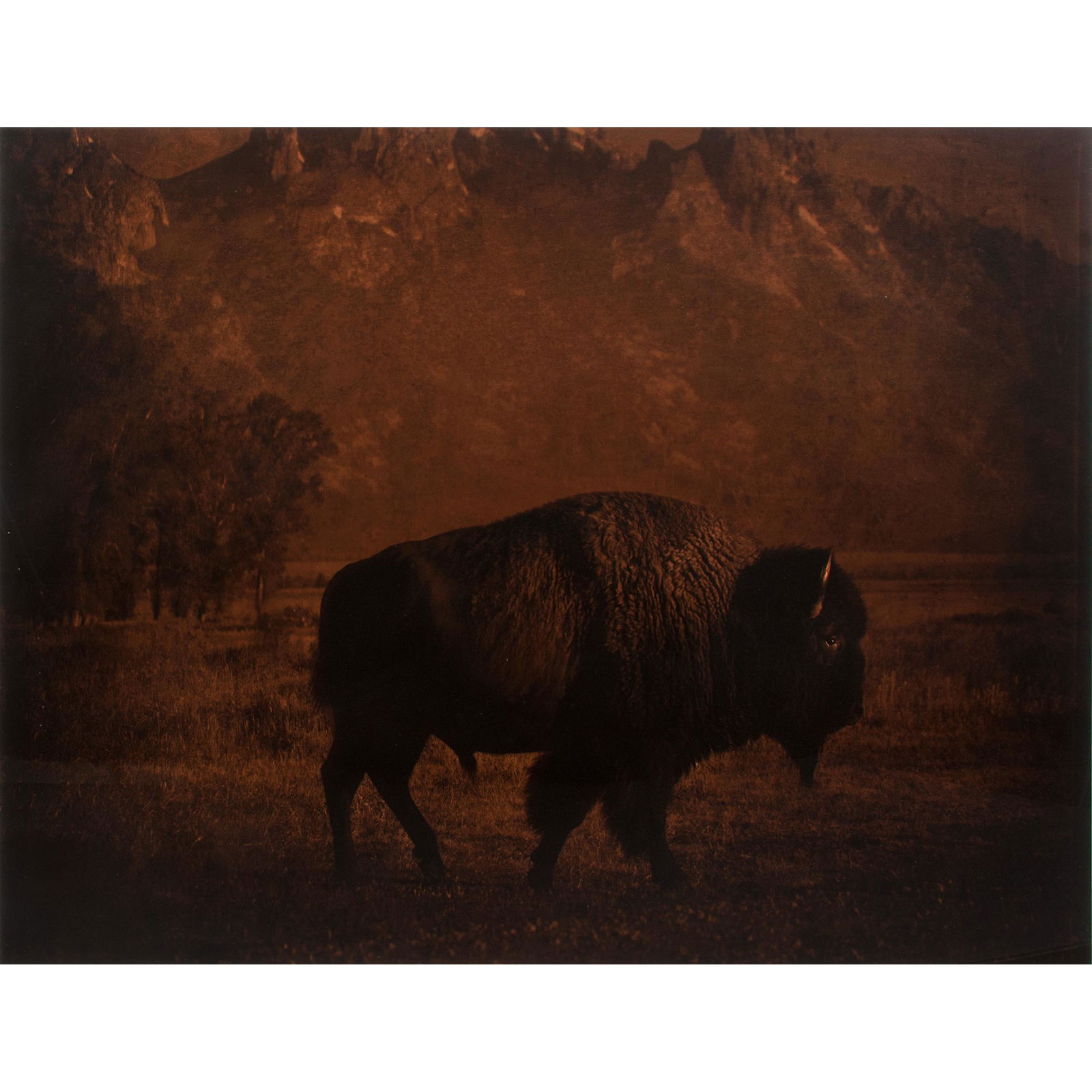 Jack Spencer (American, b. 1951): Jack Spencer (American, b. 1951) Buffalo/Tetons, Wyoming from This Land: An American Portrait series print with mixed media glaze 2007 signed outside image l.r. numbered 2/10 outside image l.l. framed