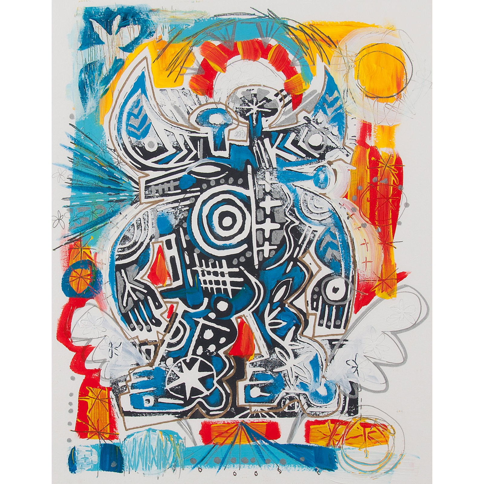 Mark T. Smith (American, b. 1968): Mark T. Smith (American, b. 1968) Bull Figure One multi-media on paper signed, monogrammed, and dated June 21/09 l.r. in pencil titled l.l. in pencil framed 24 x 18 (sheet) 27.5 x 21.5 in. (frame) Mar