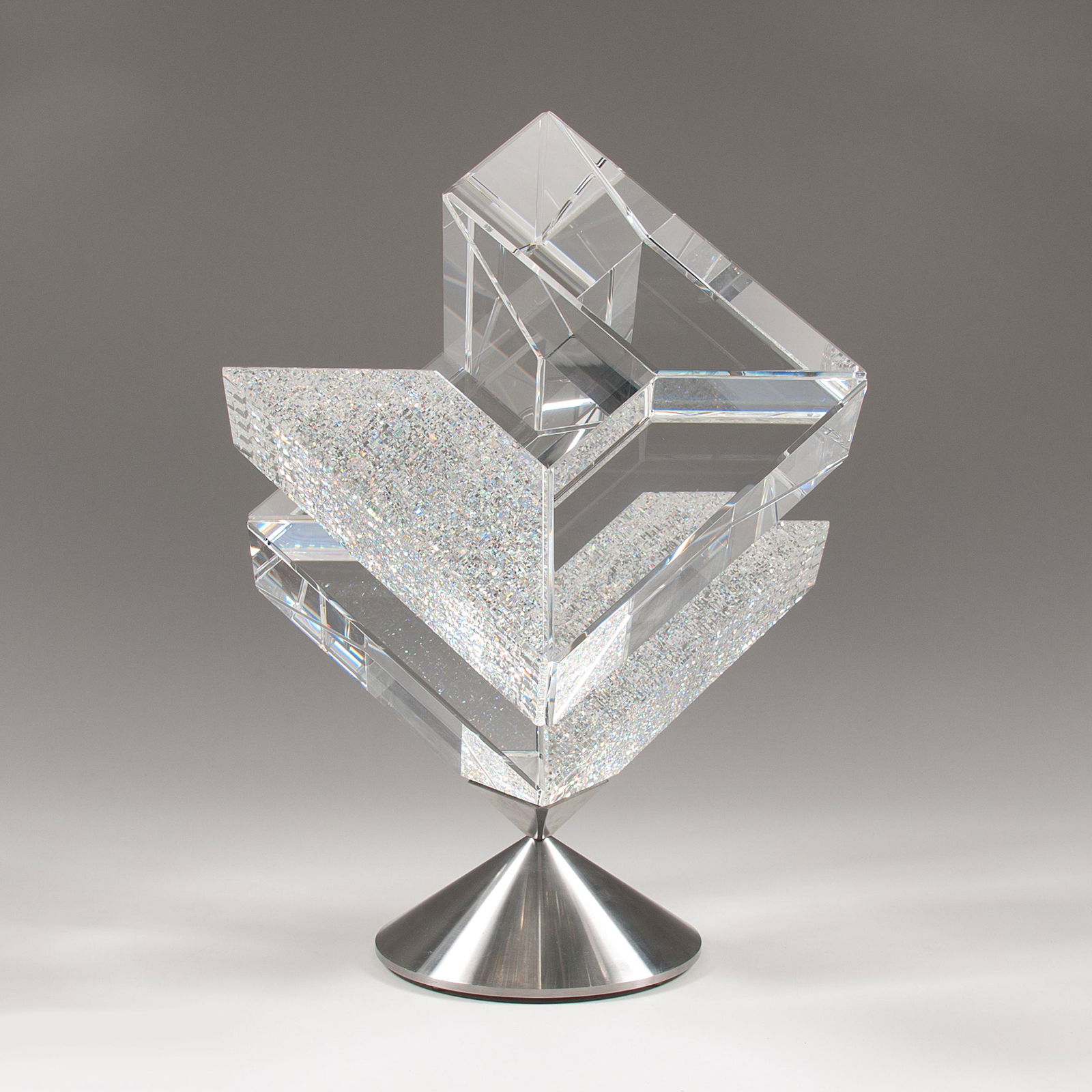 Jon Kuhn (American, b. 1949): Jon Kuhn (American, b. 1949) Windsong glass on rotating metal base signed, dated 2004, and titled on underside of base ht. 18, wd. 14, dp. 14 in.