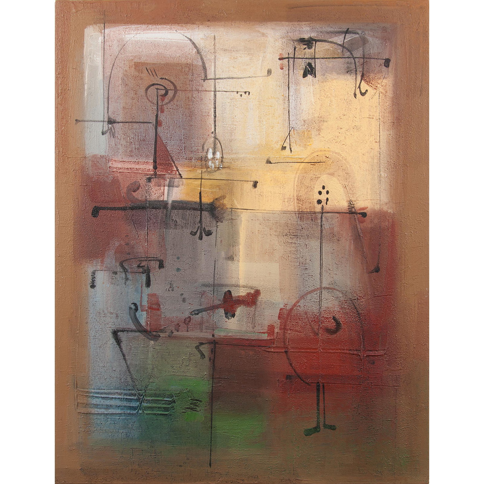 Antonio Carreño (Dominican, b. 1962): Antonio Carreño (Dominican, b. 1962) Poetic Scenario I mixed media on canvas signed, dated 1999, and titled on verso unframed 43 x 33 in.