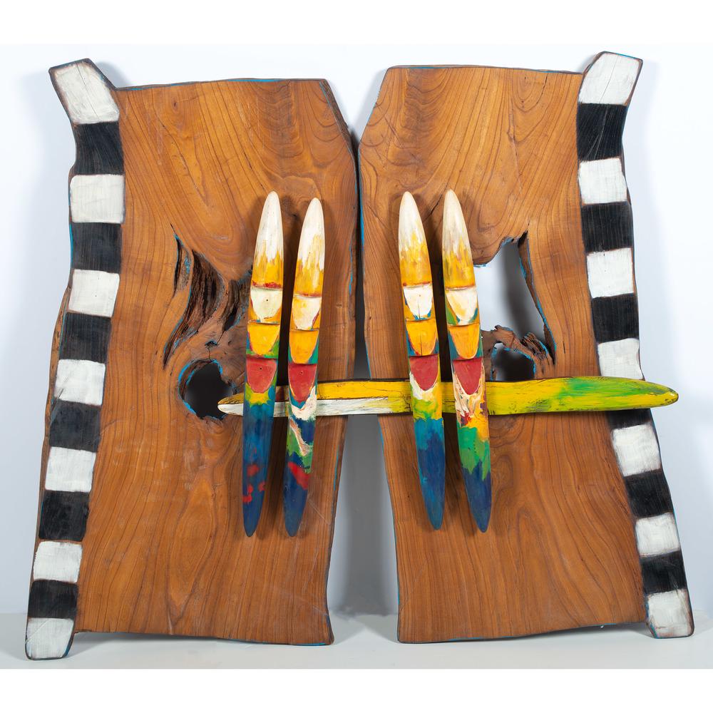 John Geldersma (American, b. 1943) Painted Wood Relief: John Geldersma (American, b. 1943) Painted Wood Relief Diptych Locust Gate not signed each panel: height 51 in. x width 26 in. x depth 4 in. n.d. Provenance: From the Robert B. Riley Collection, Illin