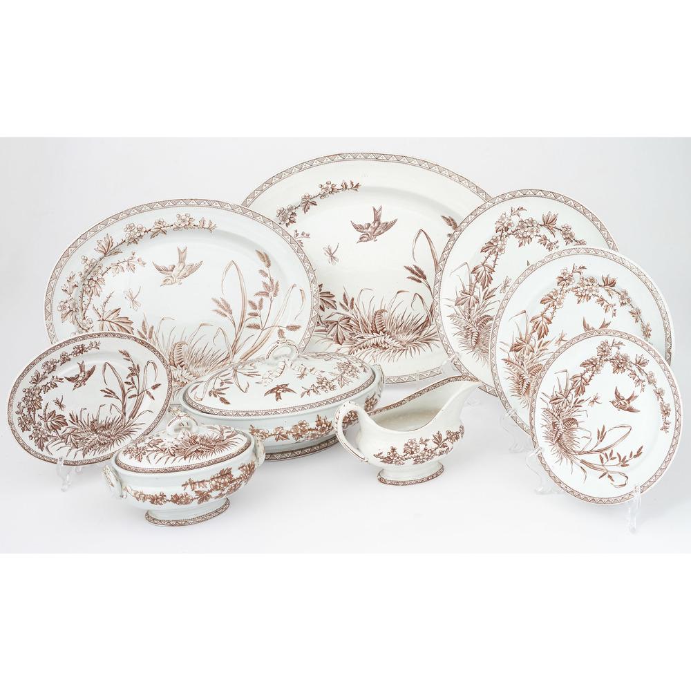 Thomas Gimbert & Fred Booth Ironstone: Thomas Gimbert & Fred Booth Ironstone English, 19th century. A set of thirty-six pieces of ironstone including a vegetable server, a small tureen, five trays, two gravy boats, and twenty-seven plates.