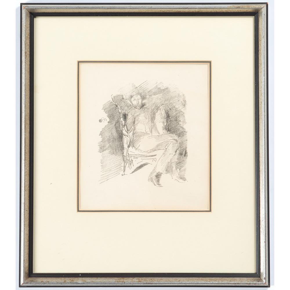 James Abbott McNeil Whistler (American, 1834-1903): Firelight (Portrait of Joseph Pennell) unsigned (sight) 8 x 9 in.; (framed) 14.75 x 16.75 in. January 1896 Provenance: From the James B. Scoville Collection, Illinois