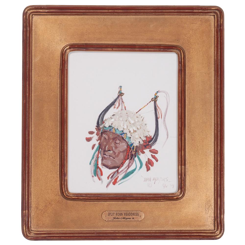 John Moyers (American, b.1958) Acrylic on Paper: Split Horn Headdress signed and dated lower right (sight) 13.25 x 10.25 in.; (frame) 22 x 19 in. 2004 Provenance: Proceeds to benefit the Authentic Tribal Art Dealers Association (ATADA).