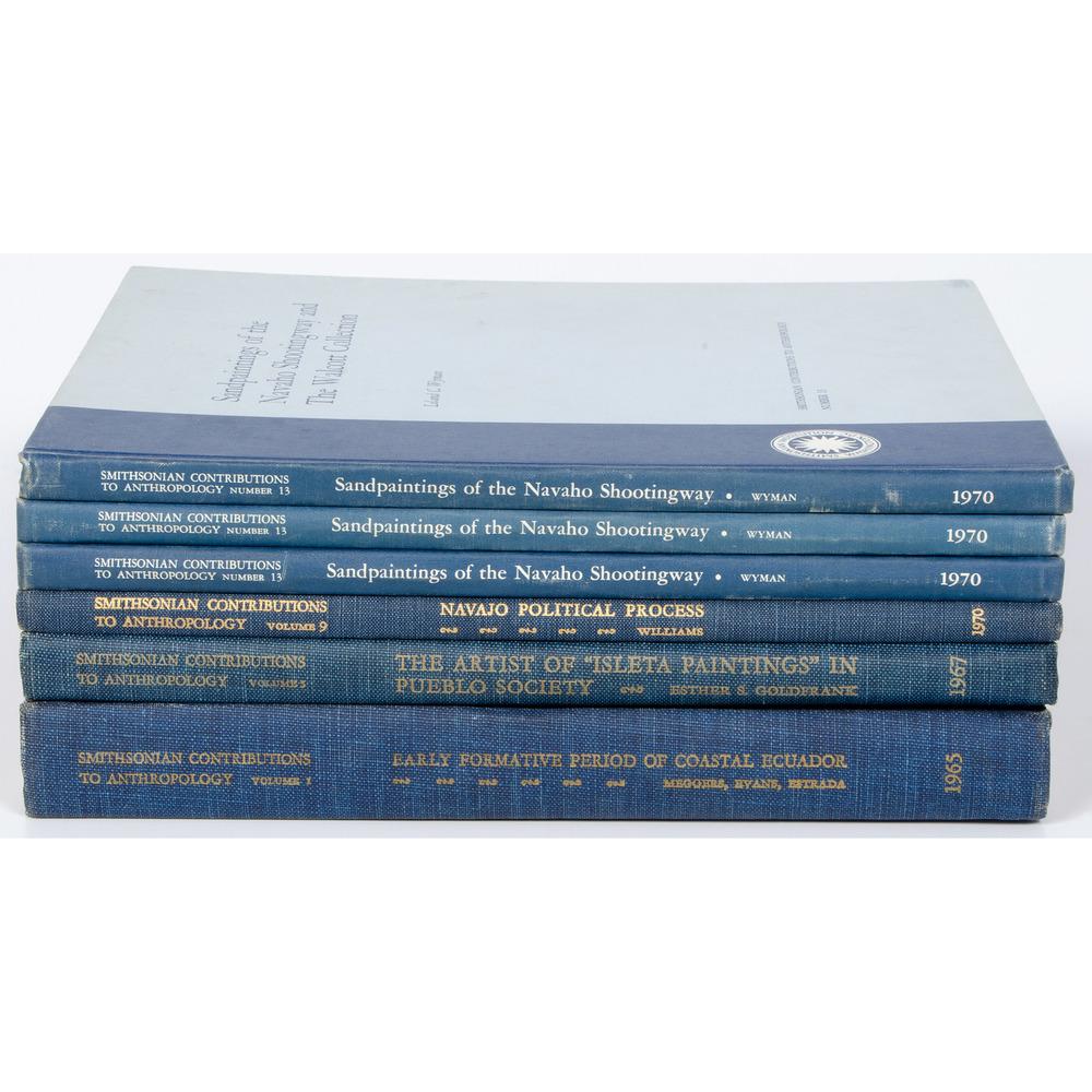 [Anthropology] Smithsonian Contributions to: lot of 6, includes: Meggers. Betty J., Evans. Clifford, and Emilio Estrada. Volume 1. Early Formative Period of Coastal Ecuador: The Valdivia and Machalilla Phases. 1965 Goldfrank. Esther S. Volume 5