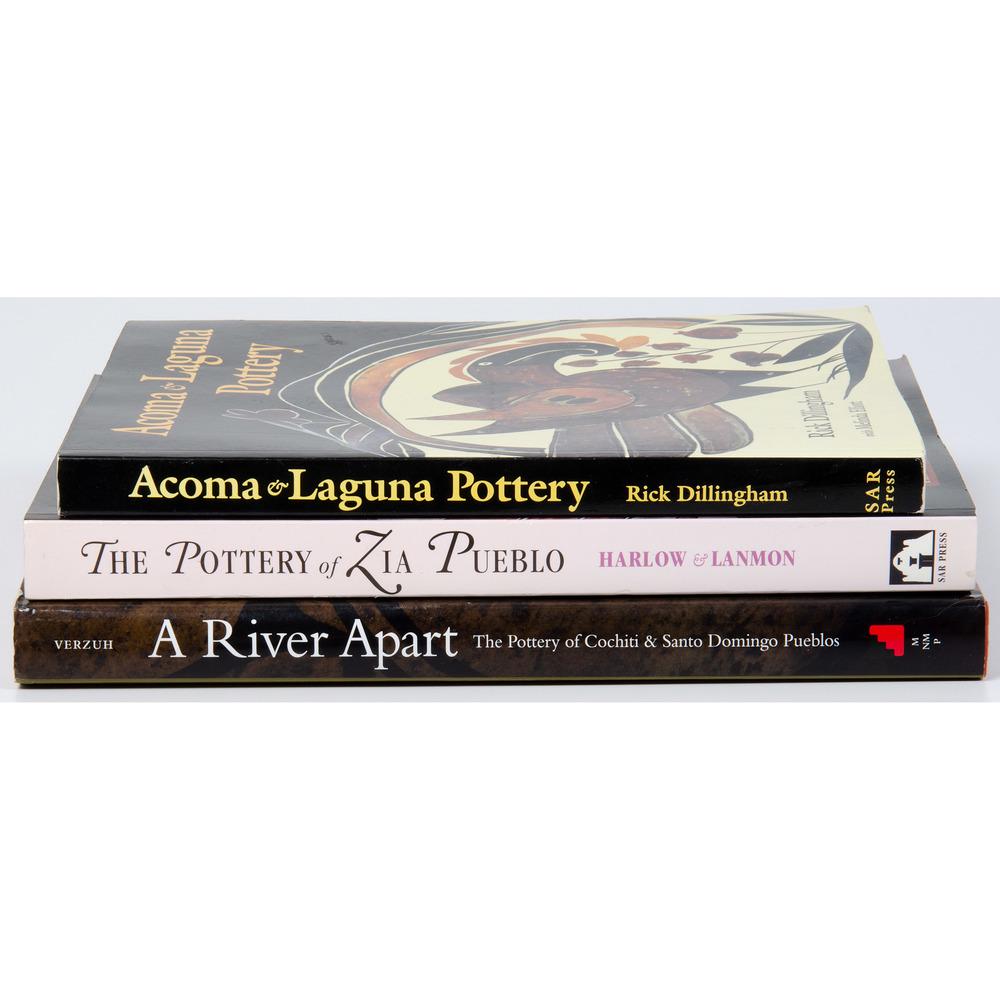 [Southwest] Trio of Books on Pueblo Pottery: lot of 3, includes: Dillingham, Rick and Melinda Elliott. Acoma & Laguna Pottery. Santa Fe, New Mexico: School of American Research Press, 1992. Harlow, Francis H. and Dwight P. Lanmon. The Pottery
