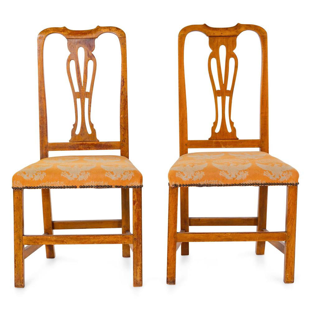A Pair of Chippendale Carved Maple Side Chairs: A Pair of Chippendale Carved Maple Side Chairs Circa 1790 Height 40 1/2 inches. Provenance: American Colonies Antiques, Los Angeles, California Property from the Collection of Michael and Janice Donig