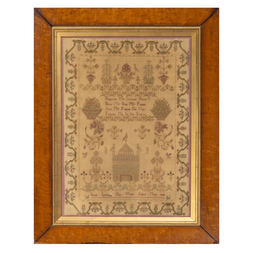 An English Needlework Embroidered Schoolgirl's Sampler: An English Needlework Embroidered Schoolgirl's Sampler Sarah Slyfield, Circa 1809 Height 16 1/2 x 11 3/4 inches. Property from the Collection of Judith & Gary Gay, Morrow, Ohio