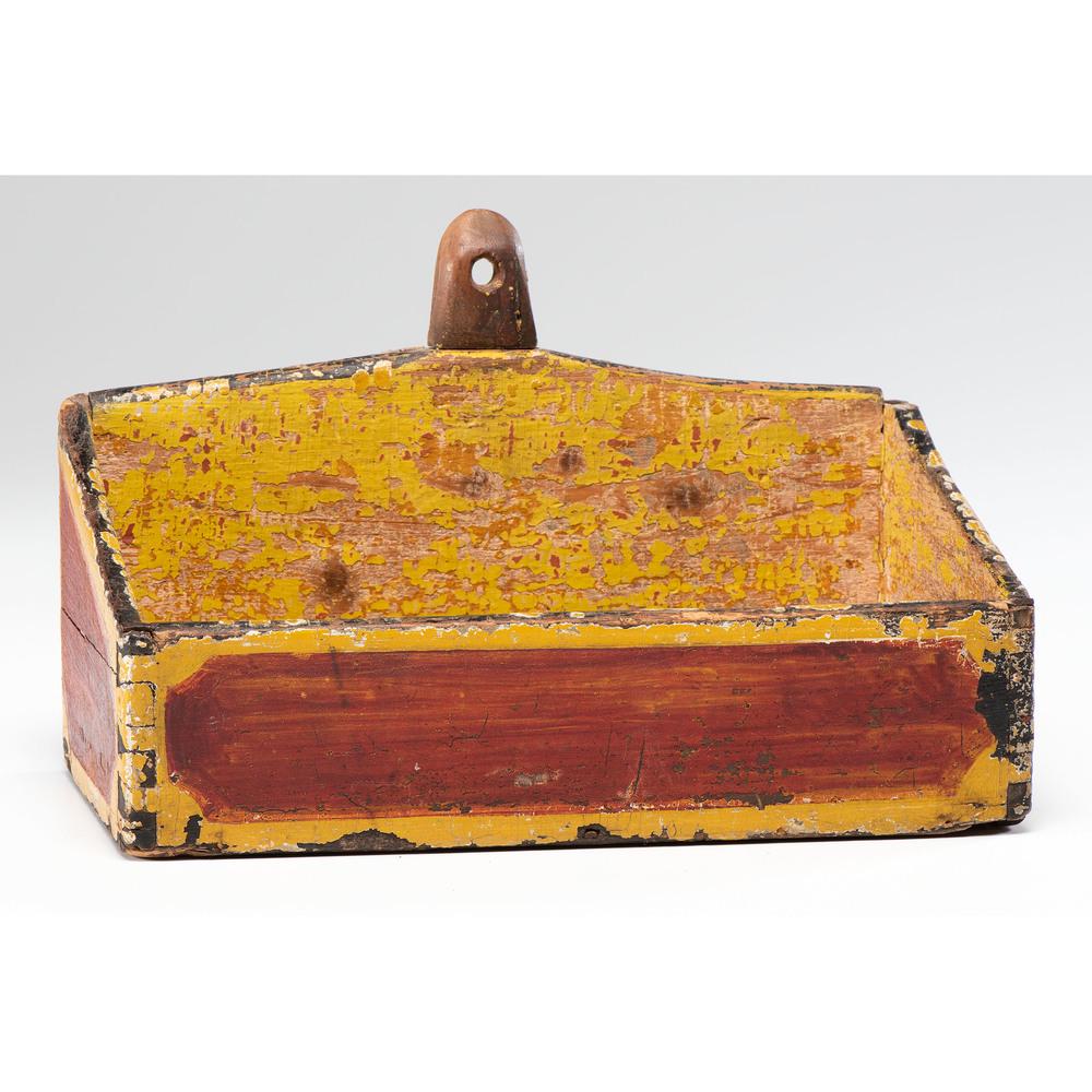 A Paint Decorated Pine Spill Box: A Paint Decorated Pine Spill Box 19th Century Height 8 x width 12 x depth 6 1/2 inches. Provenance: Property from the Collection of Judith & Gary Gay, Morrow, Ohio