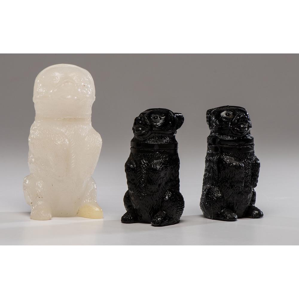 Three Sandwich Glass Bear Jars: Three Sandwich Glass Bear Jars 19th Century Height of largest 4 1/2 inches.