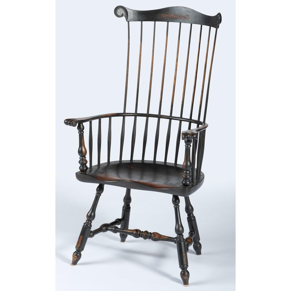 A Painted Windsor Armchair: A Painted Windsor Armchair Circa 1982 signed J. Fiant and dated on underside of seat. Height 49 1/2 inches. Provenance: Property from the Collection of Judith & Gary Gay, Morrow, Ohio