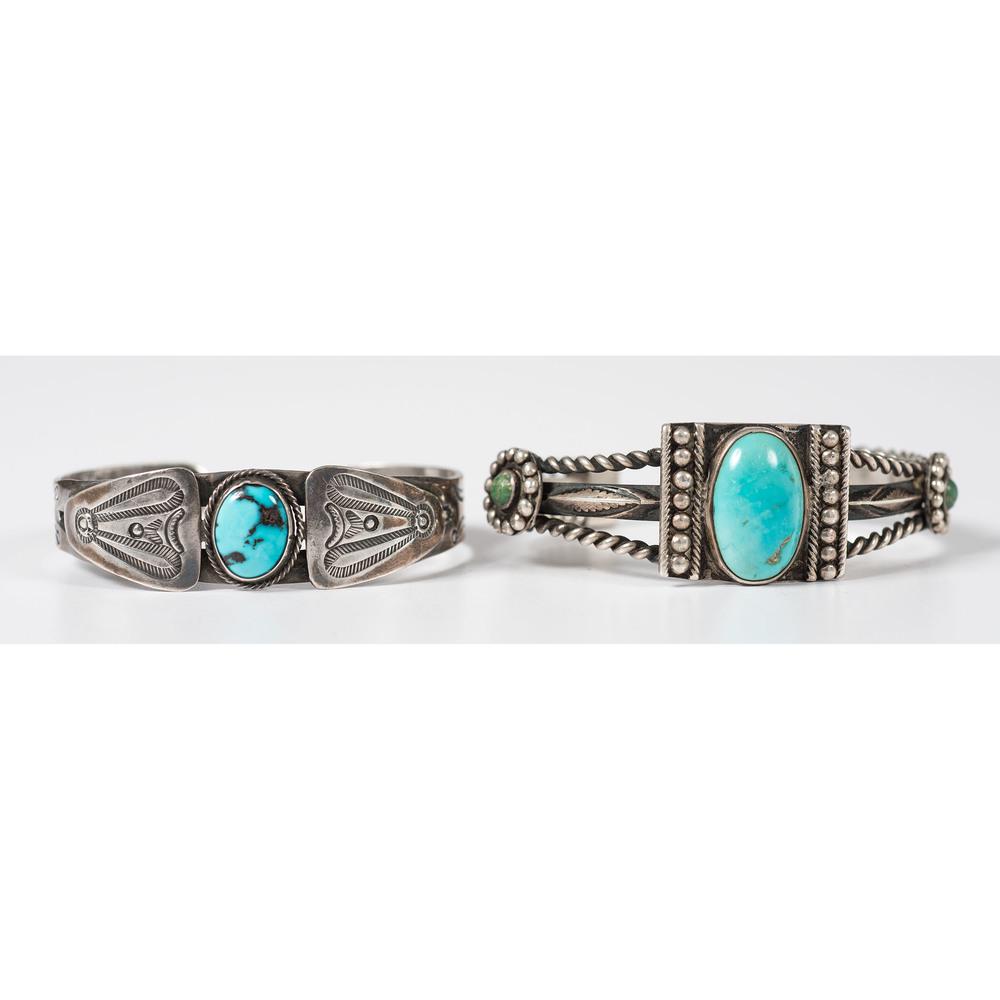 Navajo Silver and Turquoise Cuff Bracelets (1 of 4)