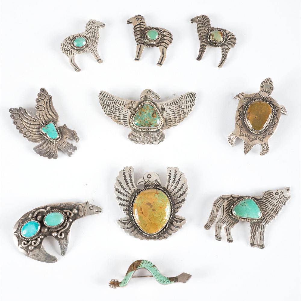Navajo Silver and Turquoise Pins / Brooches, Animals Apr 14, 2020