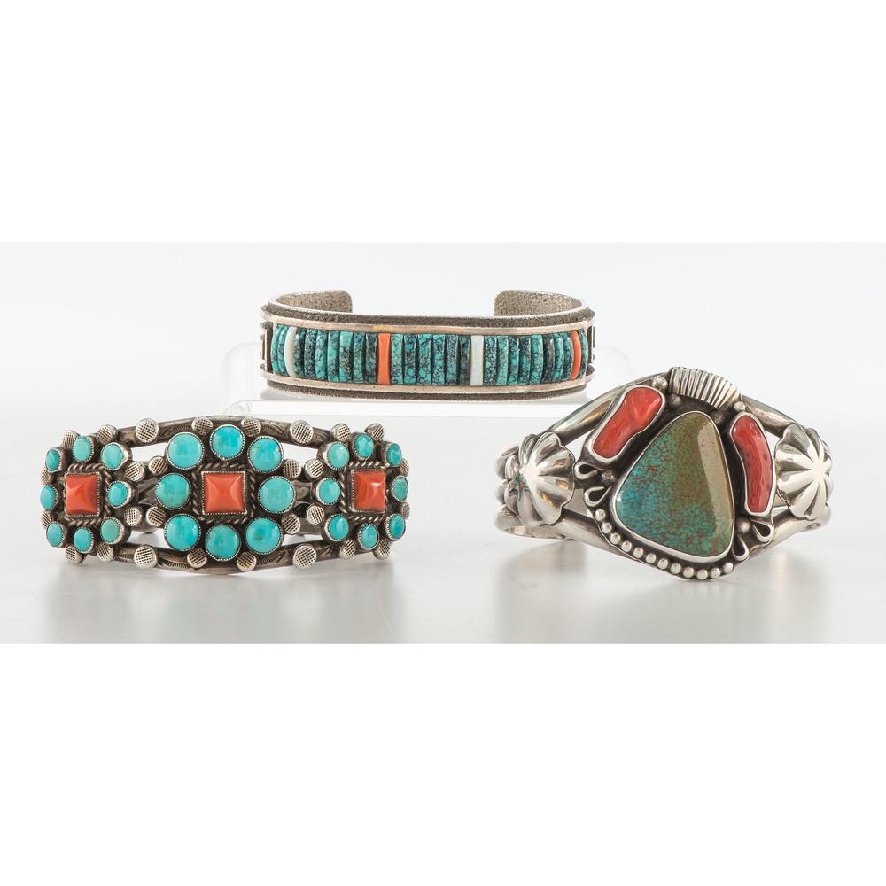 Kee Nez (Dine, b.1963) Navajo Turquoise, Coral, and (1 of 4)