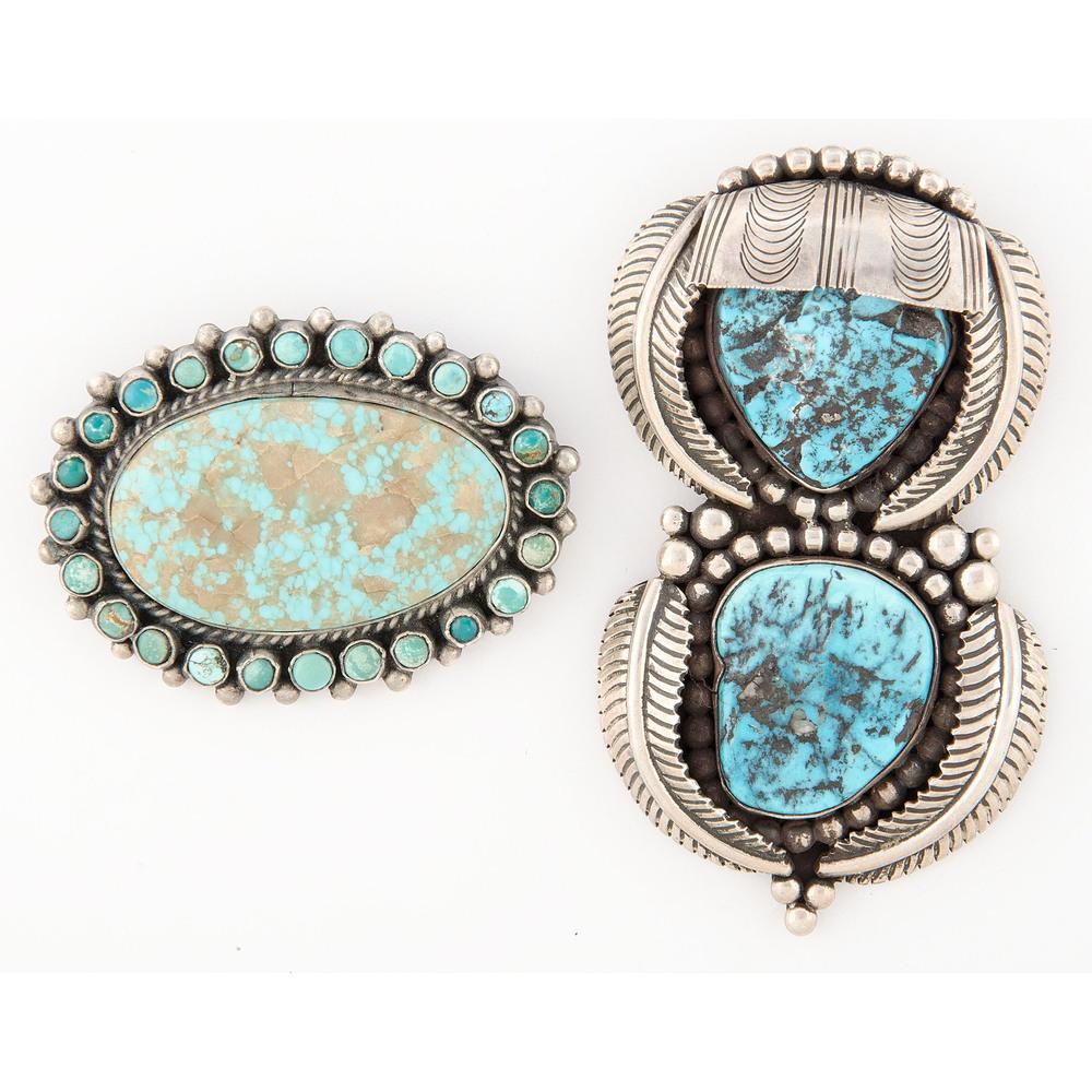 Navajo Silver and Turquoise Pendants / Brooches (1 of 2)
