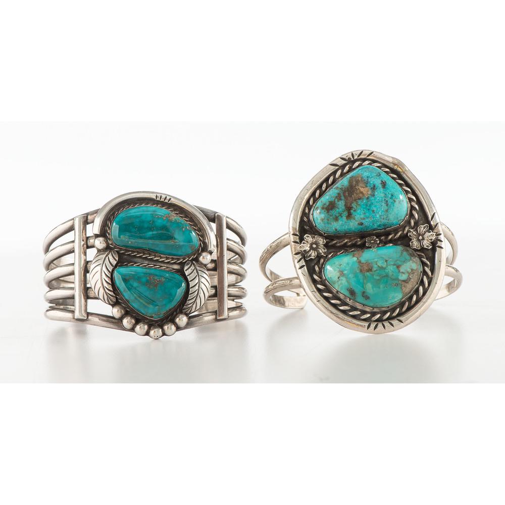 Navajo Silver and Turquoise Cuff Bracelets (1 of 4)