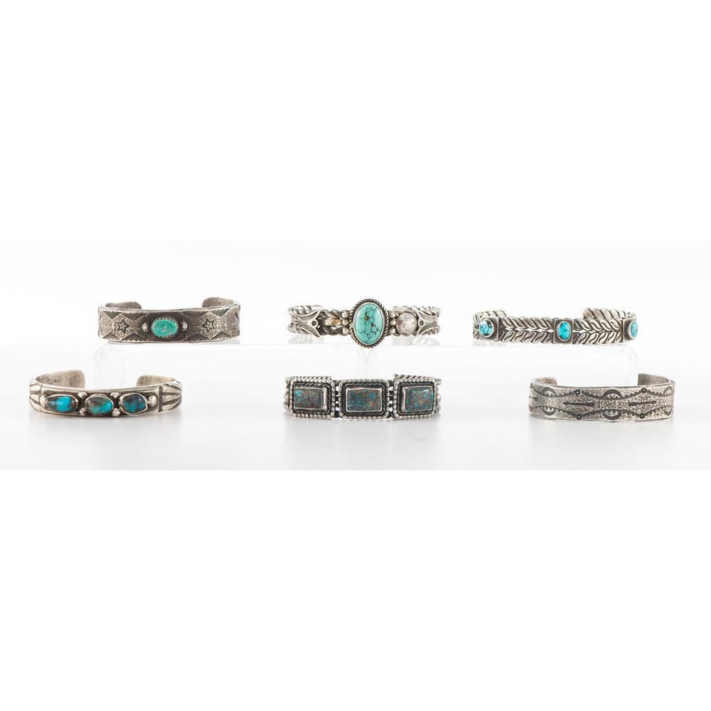 Navajo Silver and Turquoise Cuff Bracelets (1 of 4)