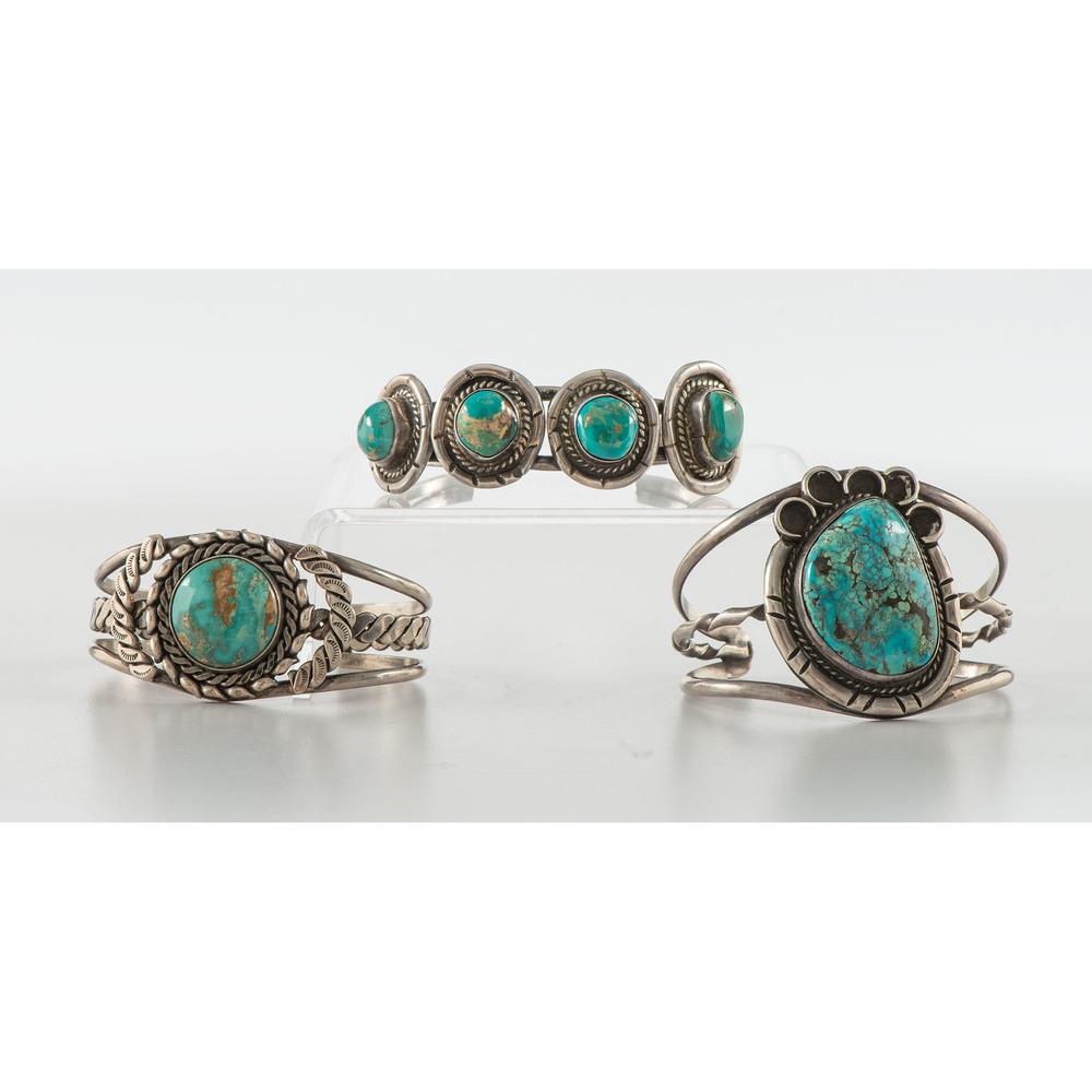 Navajo Silver and Turquoise Cuff Bracelets (1 of 5)